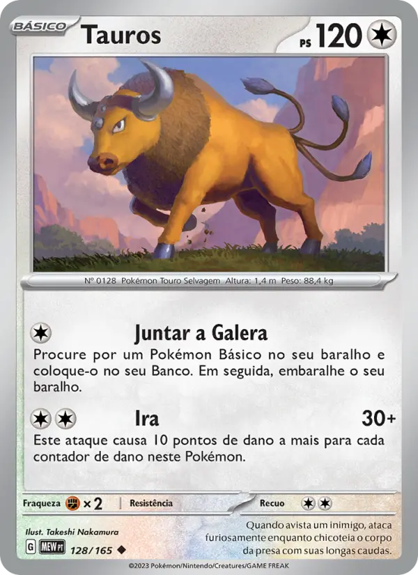 Carta Tauros, número 128/165 da coleção 151