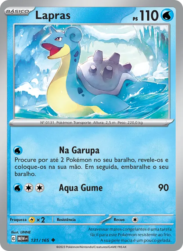 Carta Lapras, número 131/165 da coleção 151