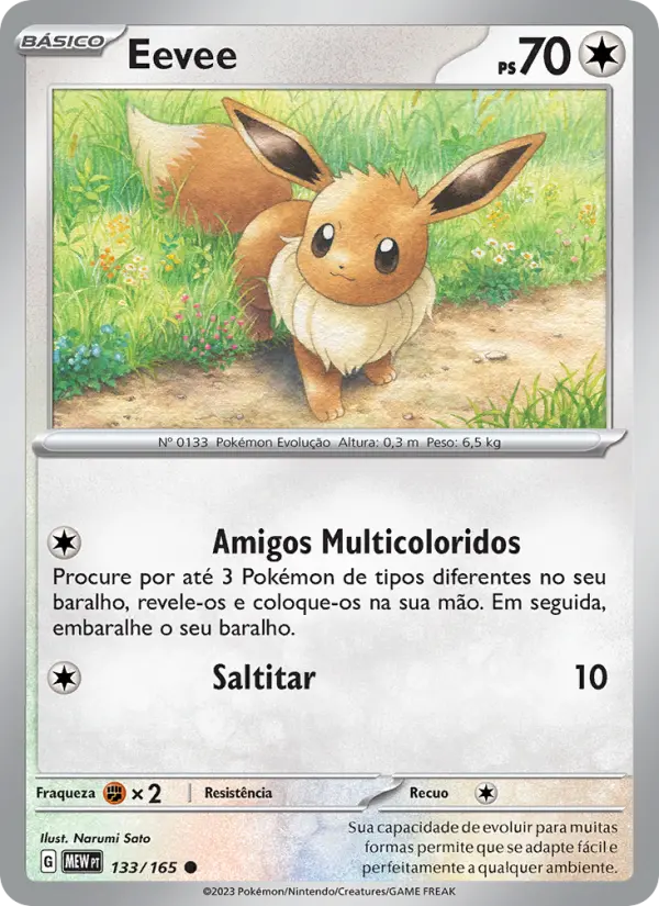 Carta Eevee, número 133/165 da coleção 151