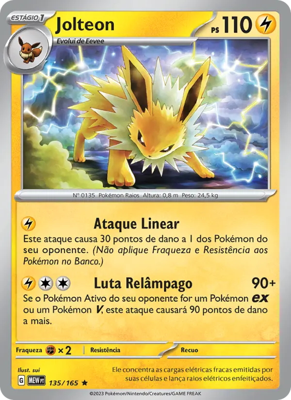 Carta Jolteon, número 135/165 da coleção 151