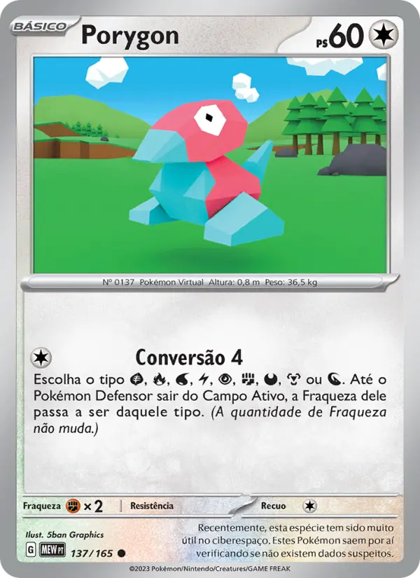 Carta Porygon, número 137/165 da coleção 151
