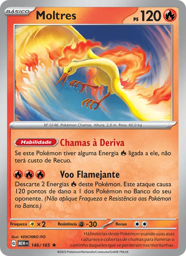 Carta Moltres, número 146/165 da coleção 151