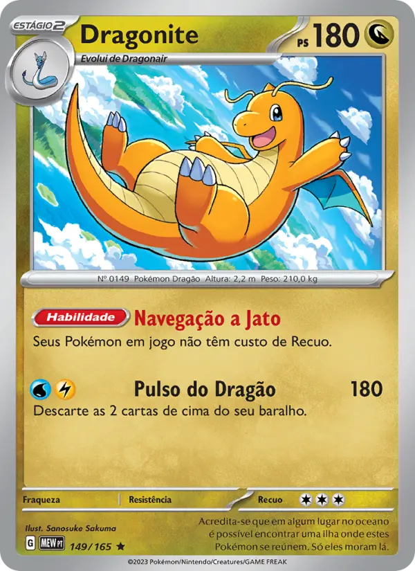 Carta Dragonite, número 149/165 da coleção 151
