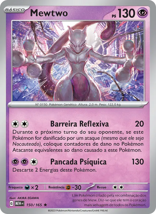 Carta Mewtwo, número 150/165 da coleção 151