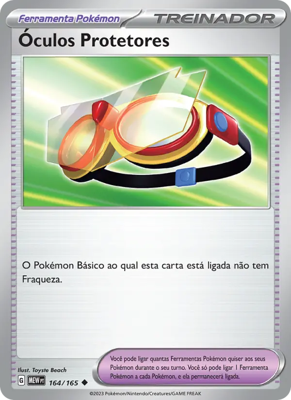 Carta Óculos Protetores, número 164/165 da coleção 151