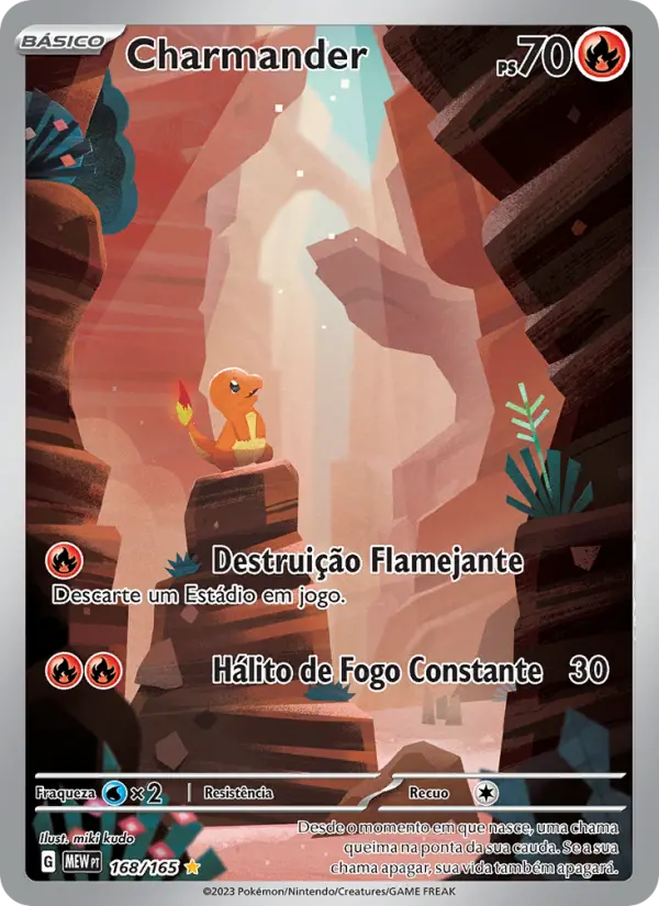 Carta Charmander, número 168/165 da coleção 151