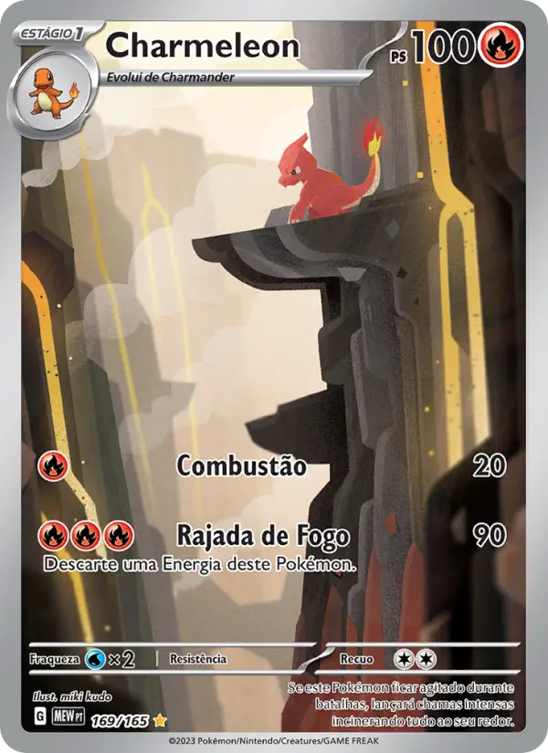 Carta Charmeleon, número 169/165 da coleção 151