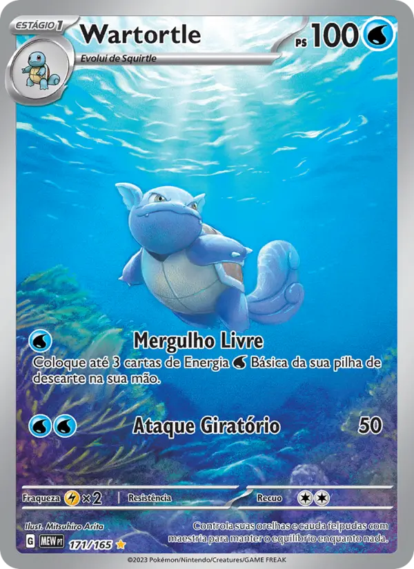 Carta Wartortle, número 171/165 da coleção 151