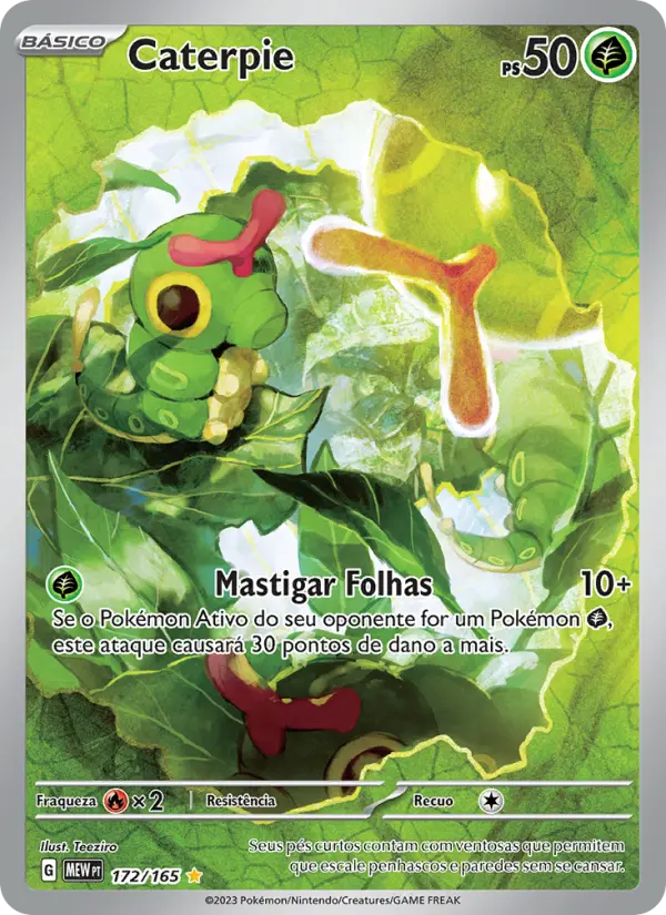 Carta Caterpie, número 172/165 da coleção 151