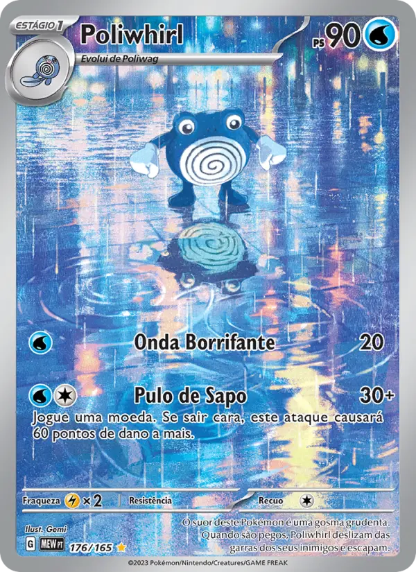 Carta Poliwhirl, número 176/165 da coleção 151