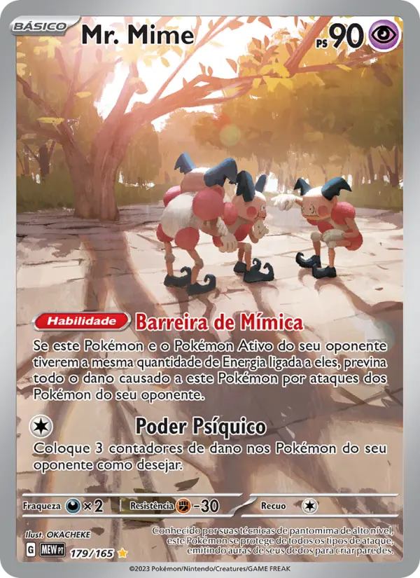 Carta Mr. Mime, número 179/165 da coleção 151