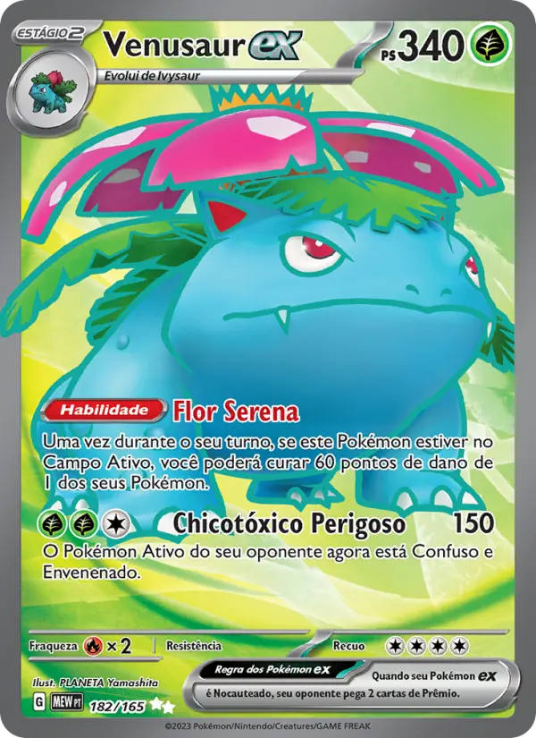 Carta Venusaur ex, número 182/165 da coleção 151
