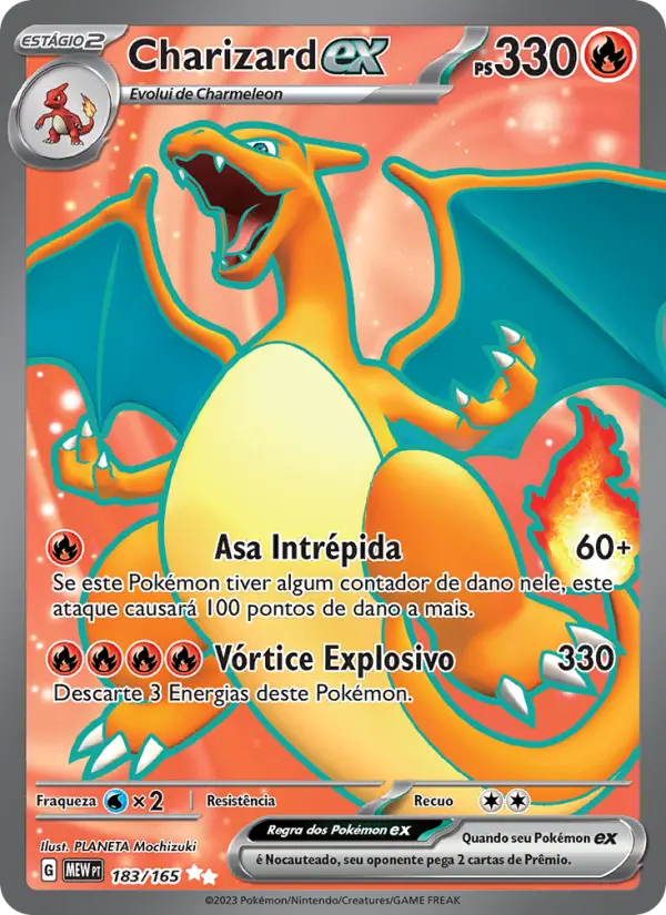Carta Charizard ex, número 183/165 da coleção 151