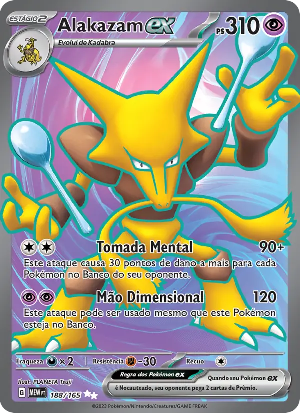 Carta Alakazam ex, número 188/165 da coleção 151