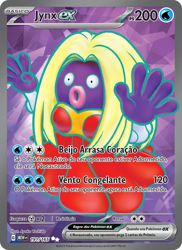 Carta Jynx ex, número 191/165 da coleção 151
