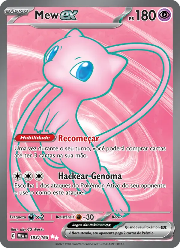 Carta Mew ex, número 193/165 da coleção 151