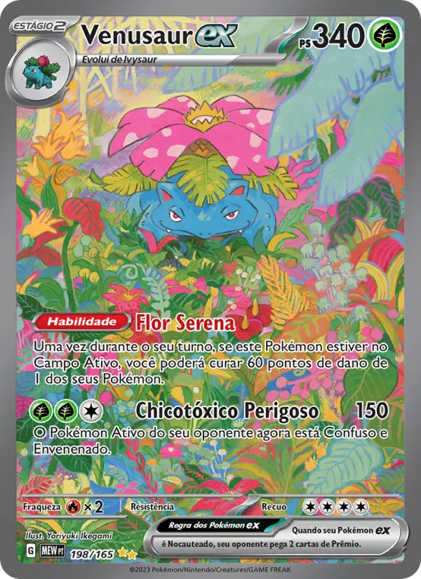Carta Venusaur ex, número 198/165 da coleção 151