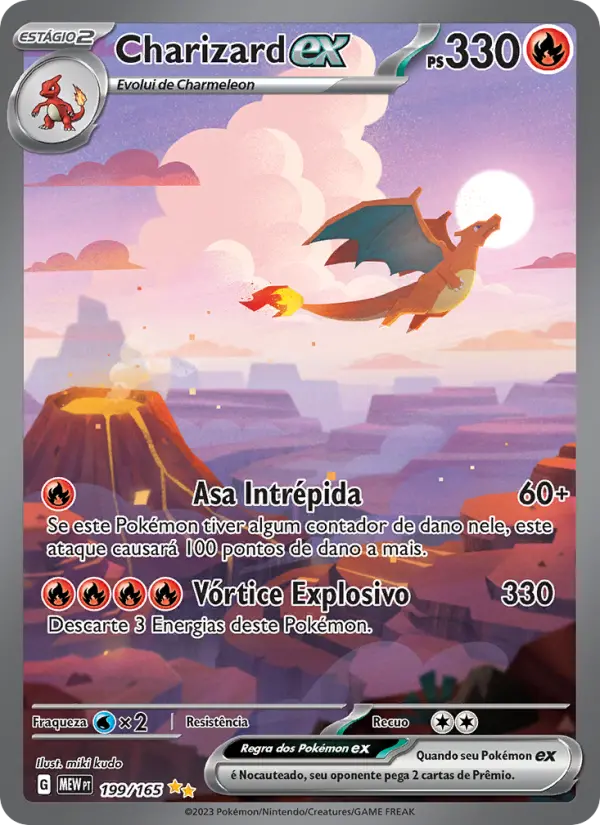 Carta Charizard ex, número 199/165 da coleção 151