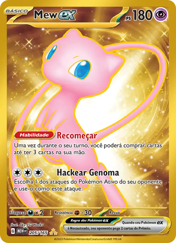 Carta Mew ex, número 205/165 da coleção 151
