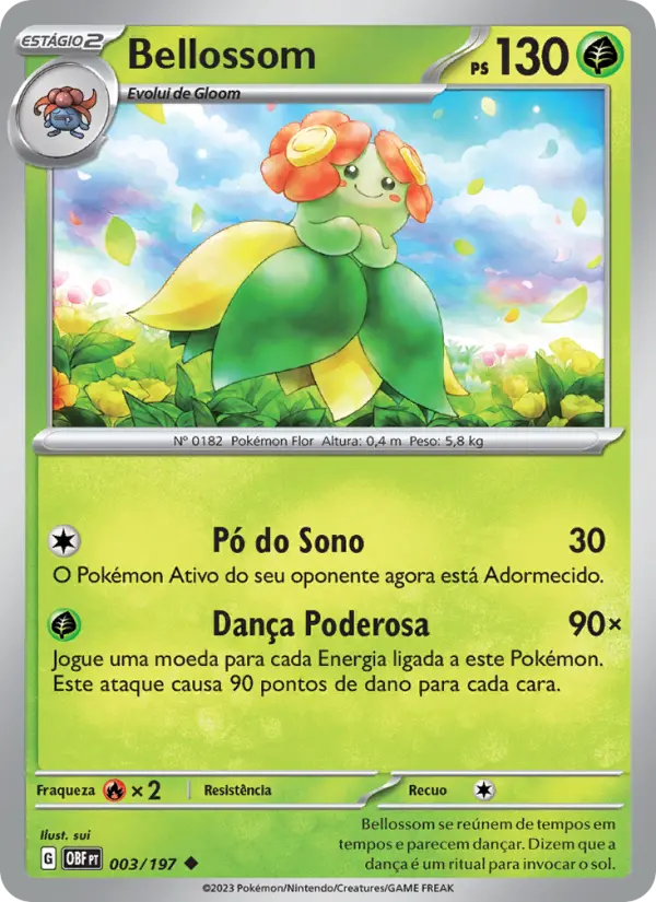 Carta Bellossom, número 003/197 da coleção Obsidiana em Chamas