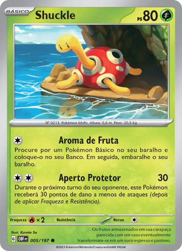 Carta Shuckle, número 005/197 da coleção Obsidiana em Chamas
