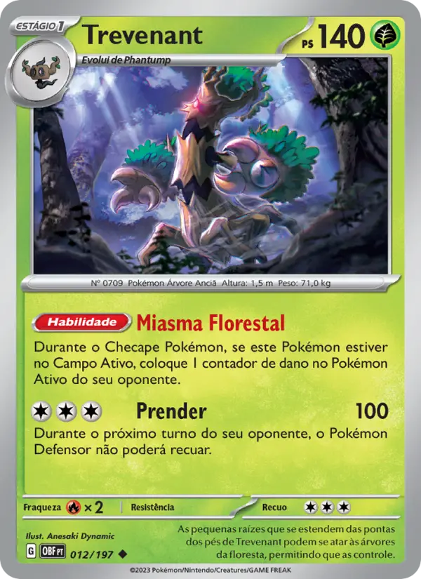 Carta Trevenant, número 012/197 da coleção Obsidiana em Chamas