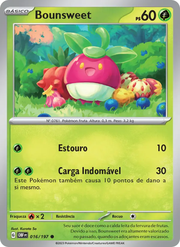 Carta Bounsweet, número 016/197 da coleção Obsidiana em Chamas