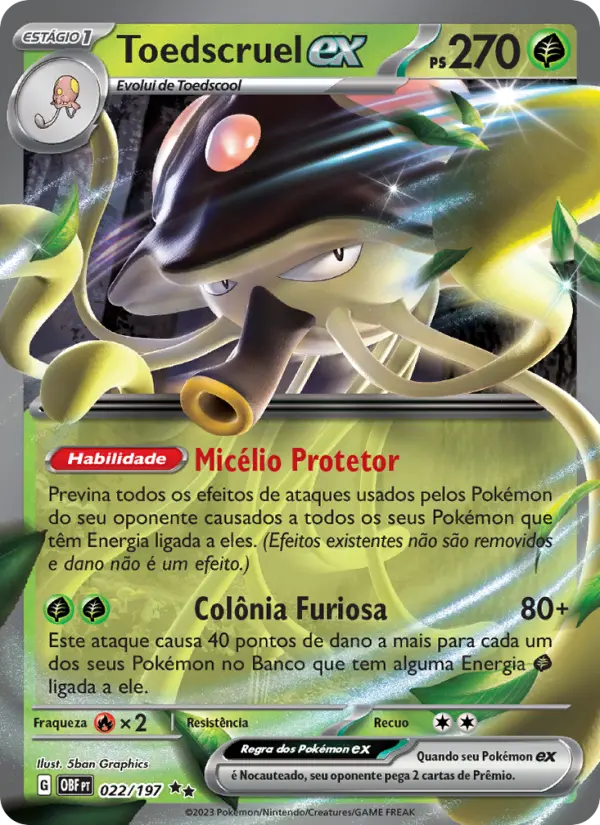 Carta Toedscruel ex, número 022/197 da coleção Obsidiana em Chamas