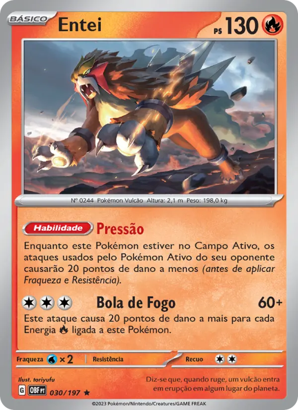 Carta Entei, número 030/197 da coleção Obsidiana em Chamas