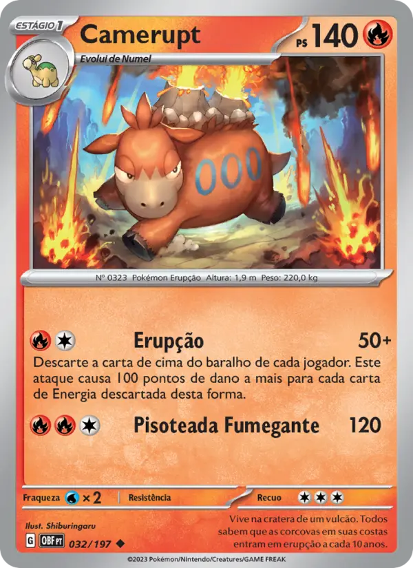 Carta Camerupt, número 032/197 da coleção Obsidiana em Chamas