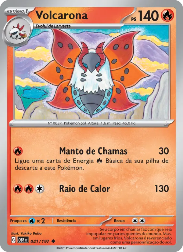Carta Volcarona, número 041/197 da coleção Obsidiana em Chamas