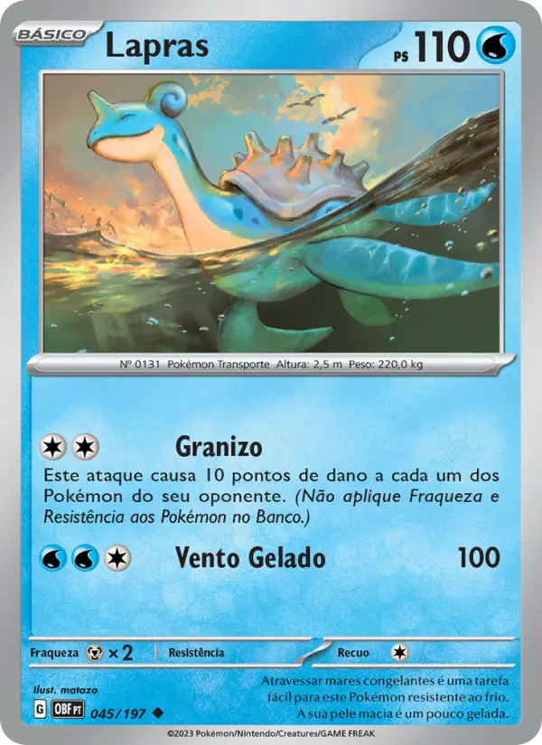 Carta Lapras, número 045/197 da coleção Obsidiana em Chamas