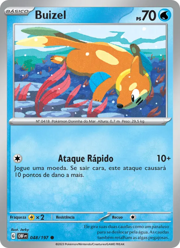 Carta Buizel, número 048/197 da coleção Obsidiana em Chamas