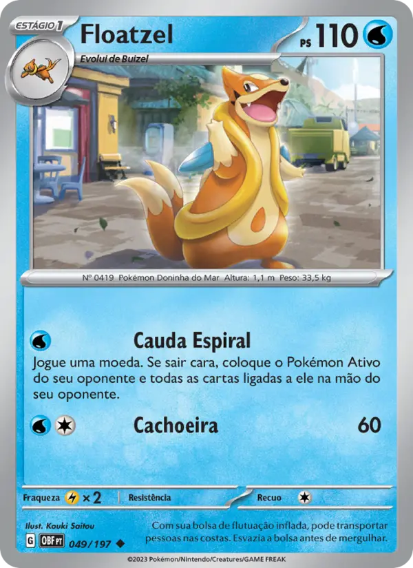 Carta Floatzel, número 049/197 da coleção Obsidiana em Chamas