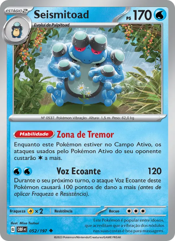 Carta Seismitoad, número 052/197 da coleção Obsidiana em Chamas