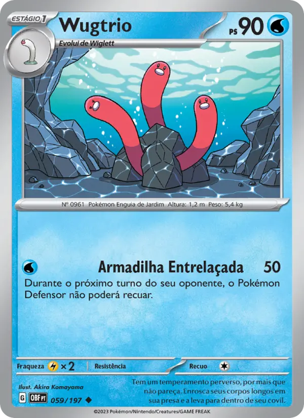 Carta Wugtrio, número 059/197 da coleção Obsidiana em Chamas