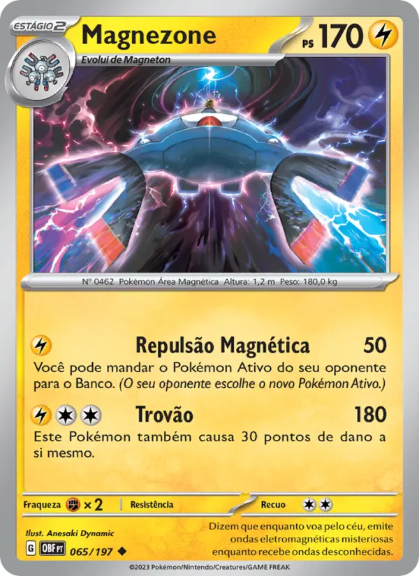 Carta Magnezone, número 065/197 da coleção Obsidiana em Chamas