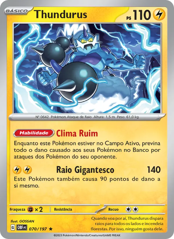 Carta Thundurus, número 070/197 da coleção Obsidiana em Chamas