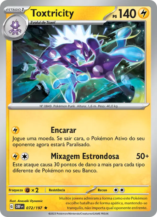 Carta Toxtricity, número 072/197 da coleção Obsidiana em Chamas