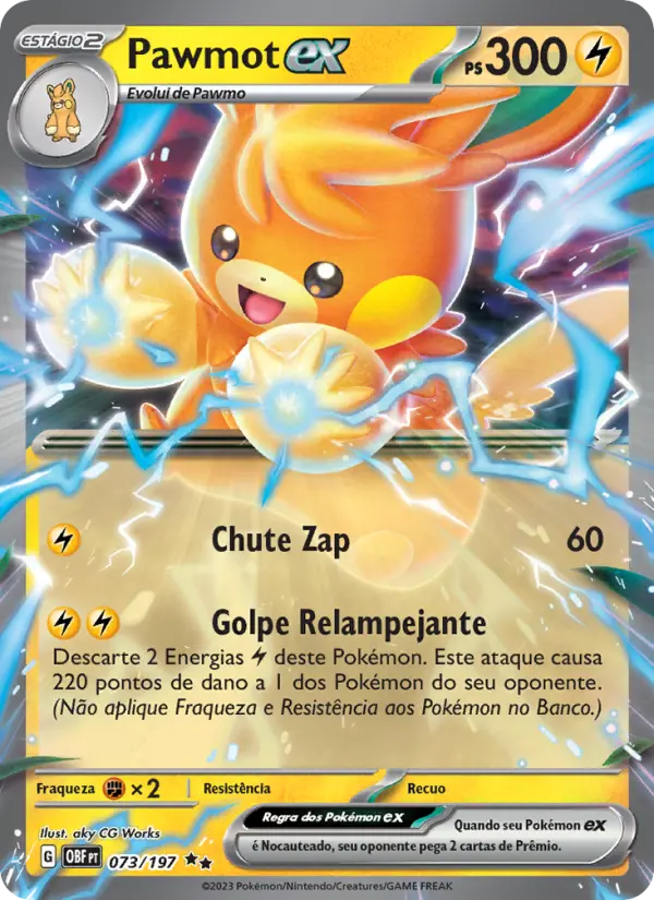 Carta Pawmot ex, número 073/197 da coleção Obsidiana em Chamas