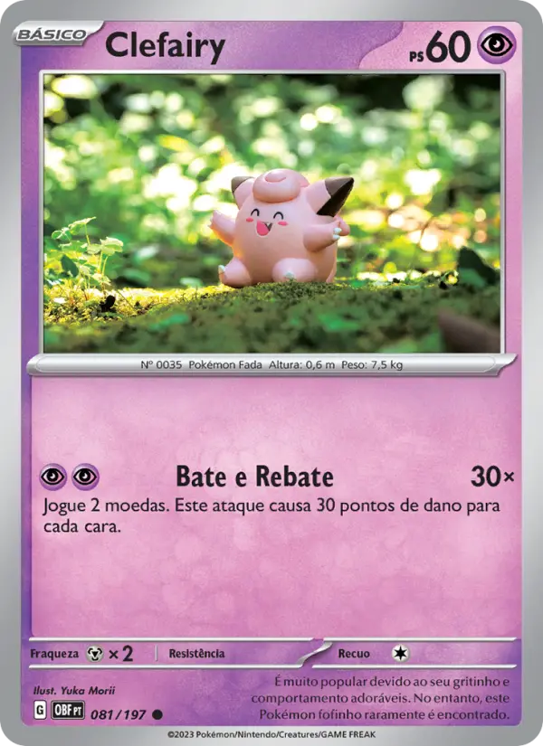 Carta Clefairy, número 081/197 da coleção Obsidiana em Chamas