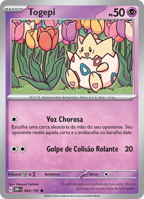 Carta Togepi, número 083/197 da coleção Obsidiana em Chamas