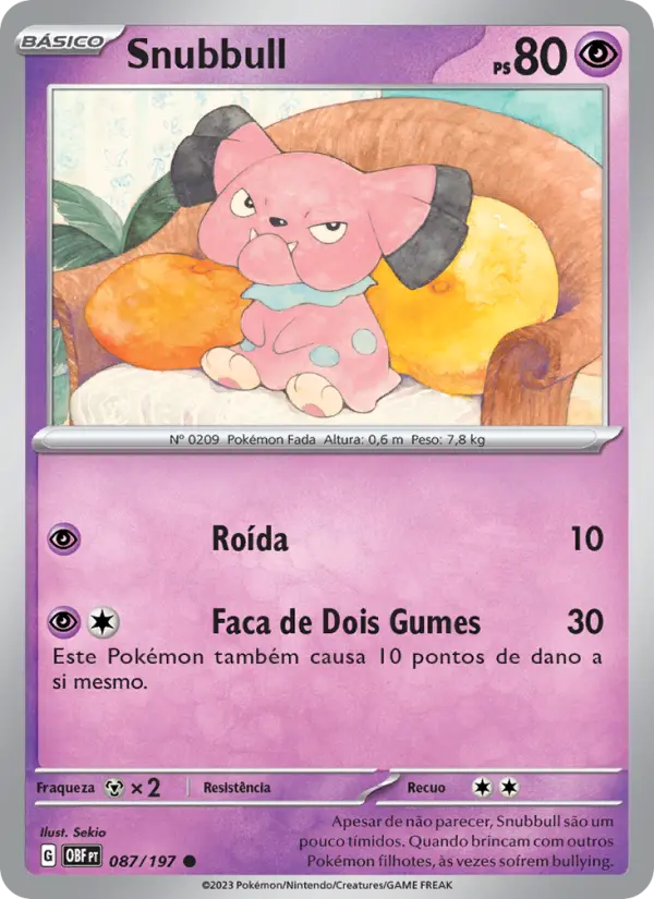 Carta Snubbull, número 087/197 da coleção Obsidiana em Chamas
