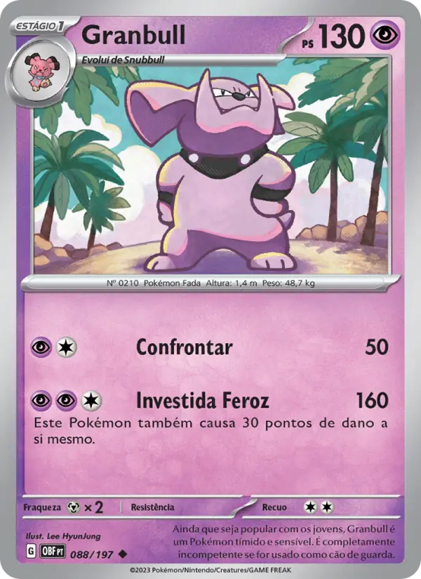 Carta Granbull, número 088/197 da coleção Obsidiana em Chamas