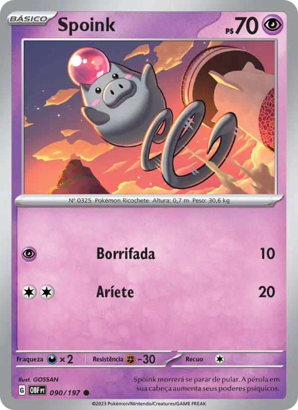 Carta Spoink, número 090/197 da coleção Obsidiana em Chamas
