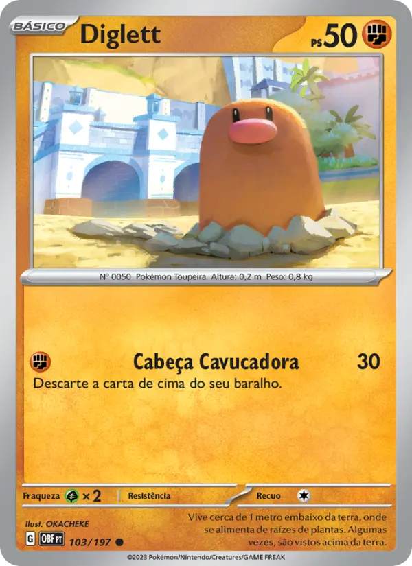Carta Diglett, número 103/197 da coleção Obsidiana em Chamas