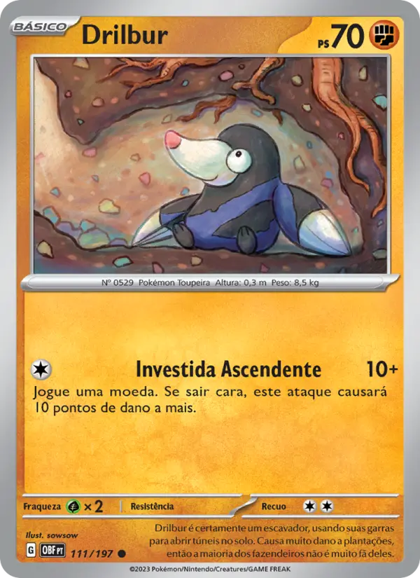 Carta Drilbur, número 111/197 da coleção Obsidiana em Chamas