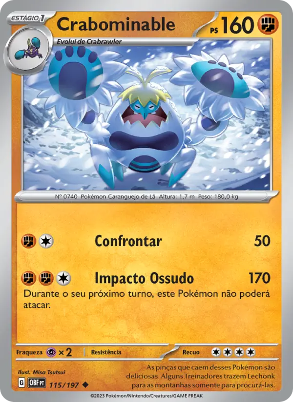 Carta Crabominable, número 115/197 da coleção Obsidiana em Chamas