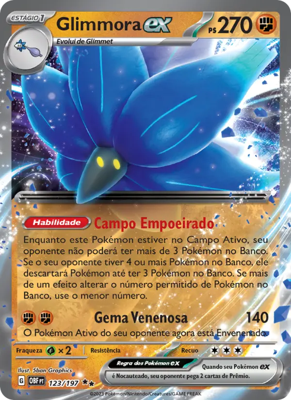 Carta Glimmora ex, número 123/197 da coleção Obsidiana em Chamas