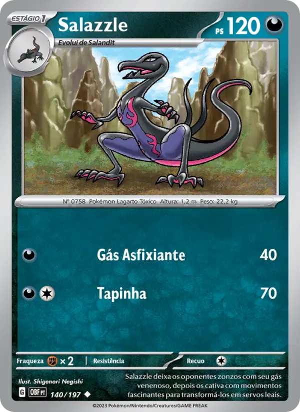 Carta Salazzle, número 140/197 da coleção Obsidiana em Chamas